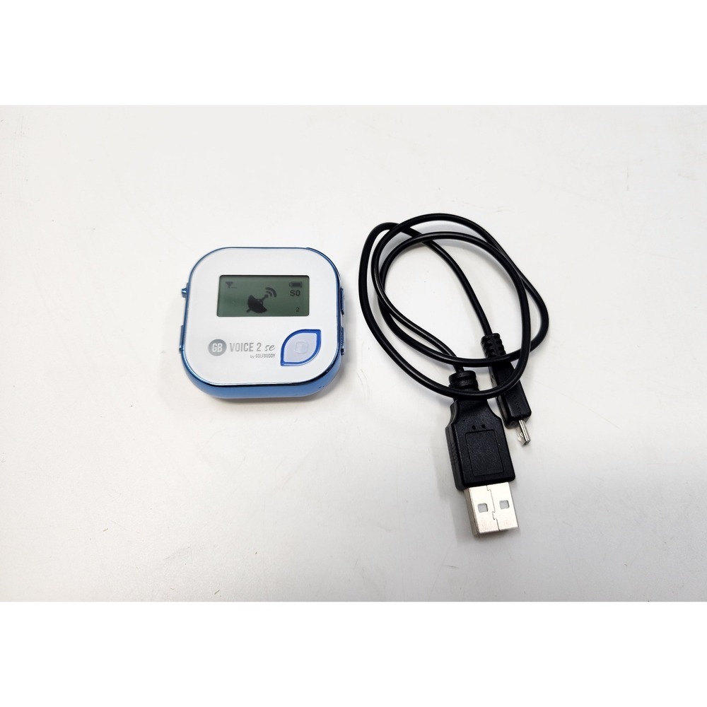 GolfBuddy GB Voice 2 SE GPS Rangefinder White Blue Talking Golf GPS with Cable